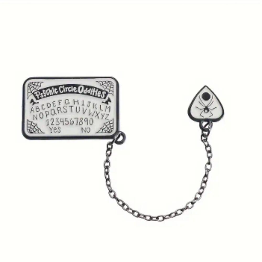 Ouija board and planchet enamel lapel pin brooch